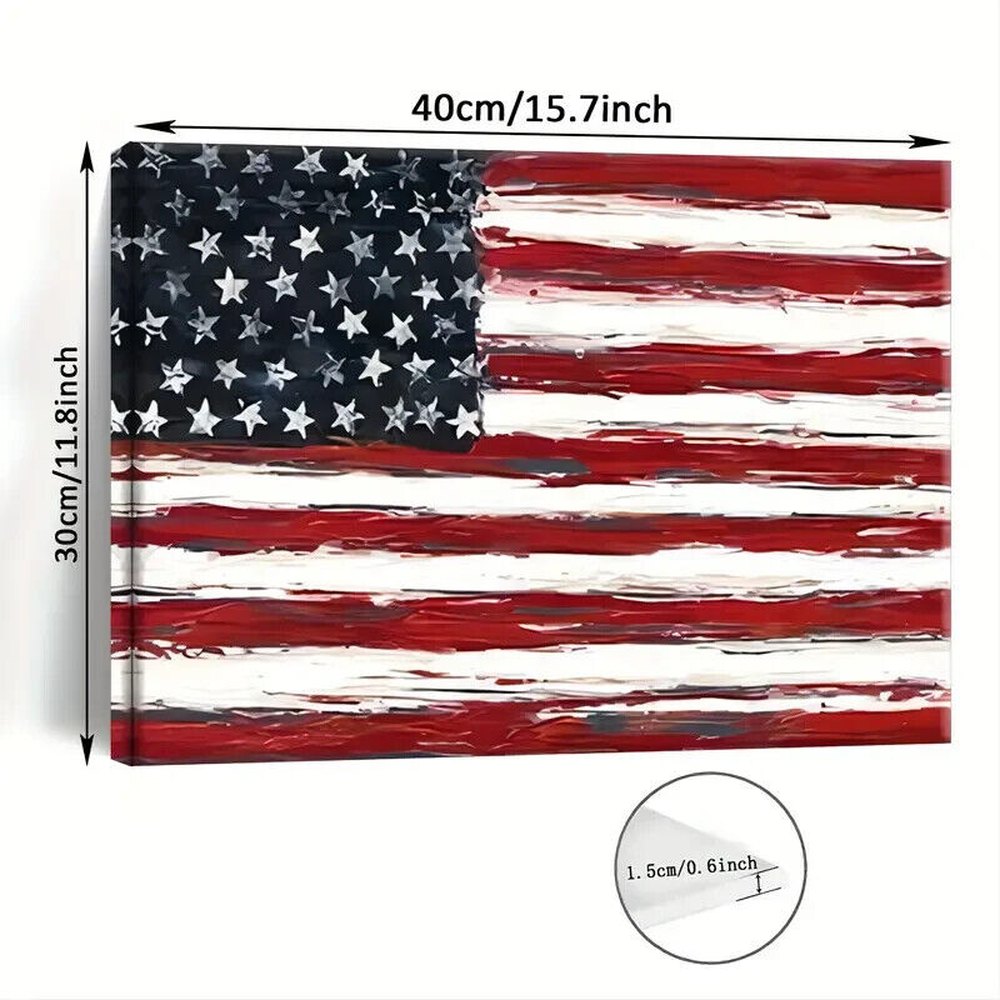 American Flag Canvas Print Framed 11.8" x 15.7" Wall Art NEW! Home & Garden:Home Décor:Posters & Prints Style Your Walls